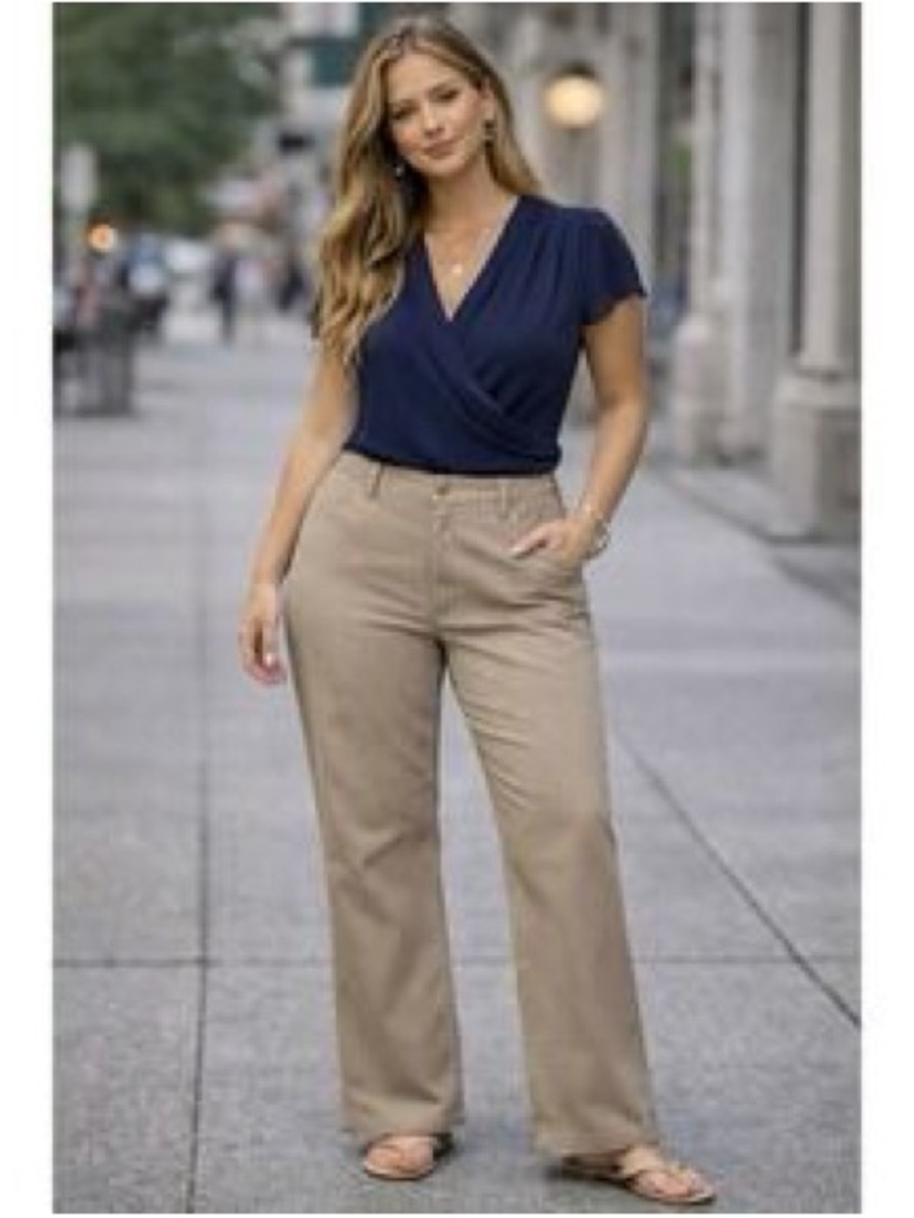 Lee Classic Wide-Leg Pants in Khaki — Comfortable Everyday Style
